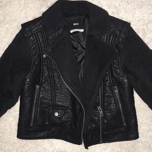 Urban Outfitters Black Fur Leather Jacket